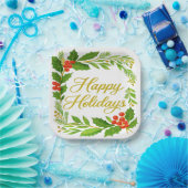 'Happy Holidays' Paper Plate Pappteller (Party)