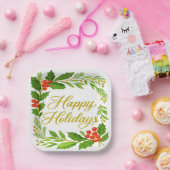 'Happy Holidays' Paper Plate Pappteller (Party)