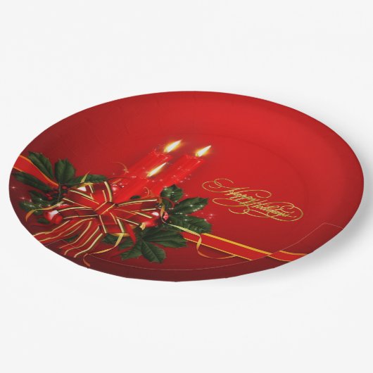 Happy Holidays Paper Plate Pappteller (Schrägansicht)