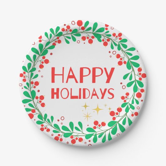 Happy Holidays Pappteller (Vorderseite)