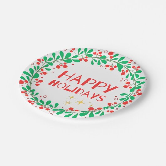Happy Holidays Pappteller (Schrägansicht)