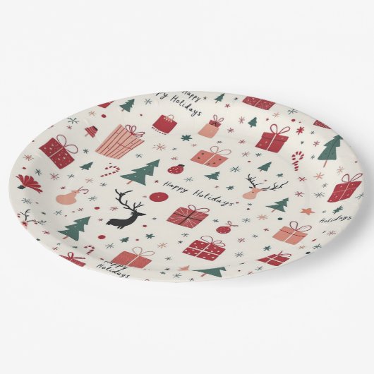 Happy Holidays Pappteller (Schrägansicht)