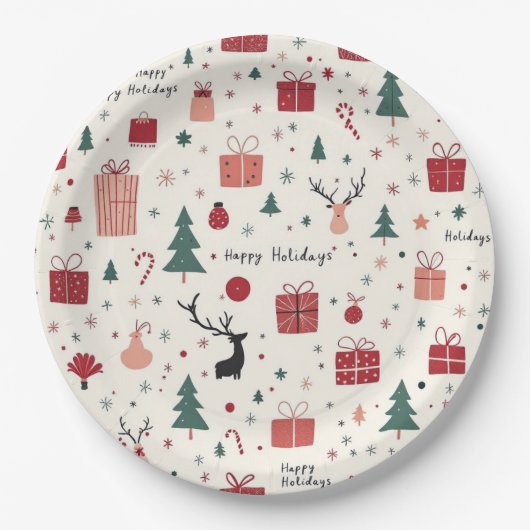 Happy Holidays Pappteller (Vorderseite)