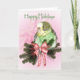 Happy Holidays Parakeet Card Feiertagskarte