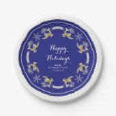 Happy Holidays Party Lassen Sie es schneegehen Ren Pappteller (Vorderseite)