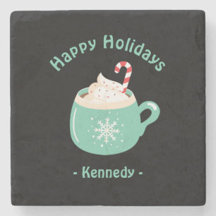 Happy Holidays Pastel Blue Hot Chocolate Cup Steinuntersetzer
