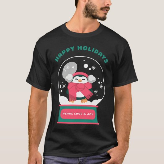Happy Holidays Peace Love and Joy T-Shirt (Vorderseite)