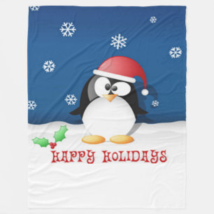 Happy Holidays Penguin Fleecedecke