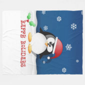 Happy Holidays Penguin Fleecedecke (Vorderseite (Horizontal))