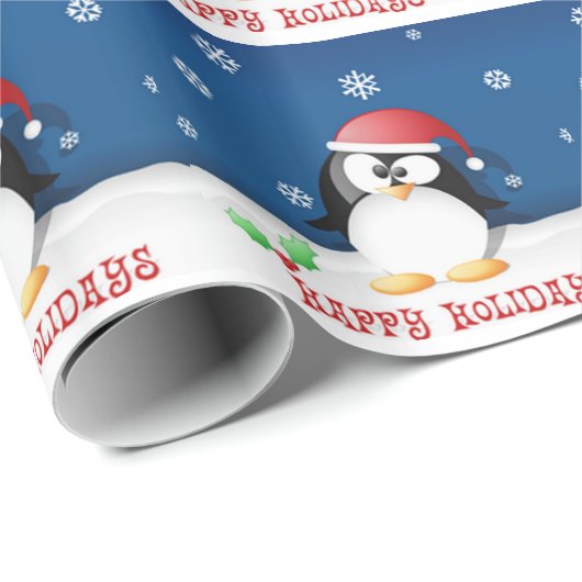 Happy Holidays Penguin Geschenkpapier (Rolleneckpunkt)