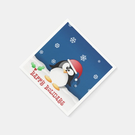 Happy Holidays Penguin Serviette (Ecke)