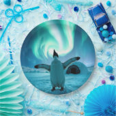 Happy Holidays Penguin Under Northern Lights Pappteller (Party)