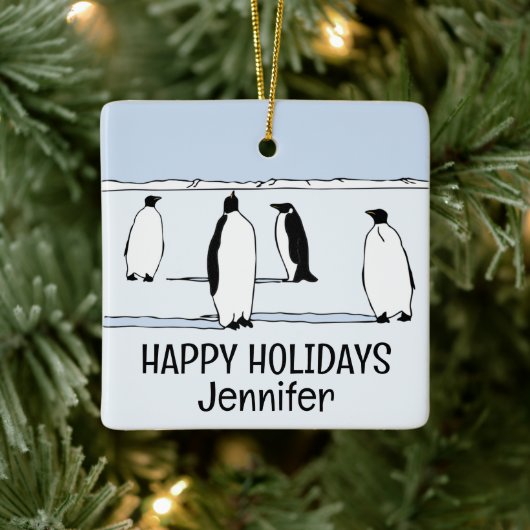 Happy Holidays Penguin Winter Weihnachten Cooler N Keramikornament (Baum)