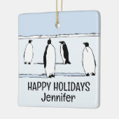 Happy Holidays Penguin Winter Weihnachten Cooler N Keramikornament (Links)