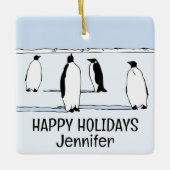 Happy Holidays Penguin Winter Weihnachten Cooler N Keramikornament (Vorderseite)