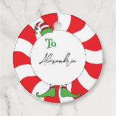 Happy Holidays Peppermint Candy Swirl Fun Elf Geschenkanhänger (Rückseite)