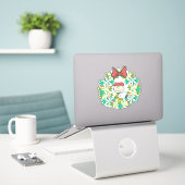 Happy Holidays | Peppermint Candy Wreath Aufkleber (Laptop auf Schreibtisch)