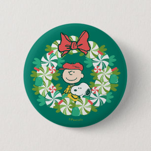 Happy Holidays Peppermint Candy Wreath Button