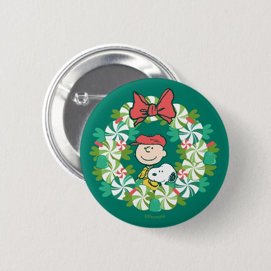 Happy Holidays | Peppermint Candy Wreath Button (Vorne & Hinten)