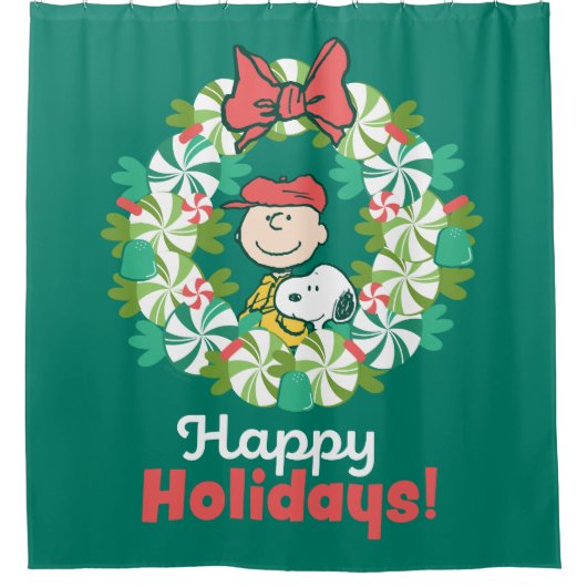 Happy Holidays | Peppermint Candy Wreath Duschvorhang (Vorderseite)