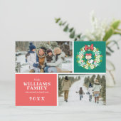 Happy Holidays | Peppermint Candy Wreath Feiertagskarte (Stehend Vorderseite)