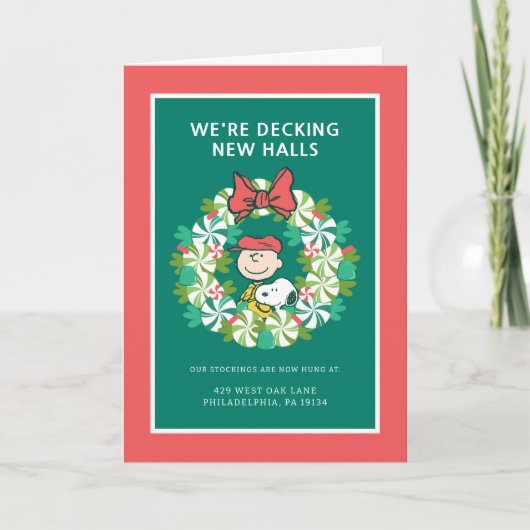 Happy Holidays | Peppermint Candy Wreath Feiertagskarte (Vorderseite)