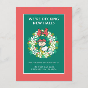 Happy Holidays Peppermint Candy Wreath Feiertagspostkarte