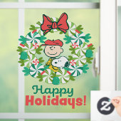 Happy Holidays | Peppermint Candy Wreath Fensteraufkleber (Zuhause)