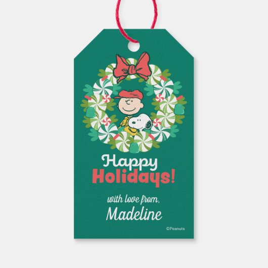 Happy Holidays | Peppermint Candy Wreath Geschenkanhänger (Rückseite)