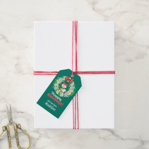 Happy Holidays Peppermint Candy Wreath Geschenkanhänger