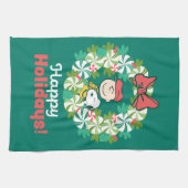 Happy Holidays | Peppermint Candy Wreath Geschirrtuch (Horizontal)
