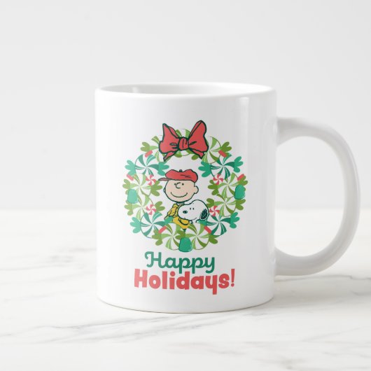 Happy Holidays | Peppermint Candy Wreath Jumbo-Tasse (Rechts)