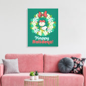 Happy Holidays | Peppermint Candy Wreath Leinwanddruck (Insitu (Wohnzimmer))