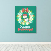 Happy Holidays | Peppermint Candy Wreath Leinwanddruck (Insitu (Holzboden))