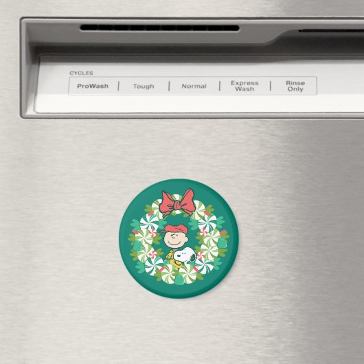Happy Holidays | Peppermint Candy Wreath Magnet (In Situ (Geschirrspüler))