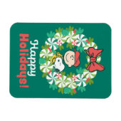 Happy Holidays | Peppermint Candy Wreath Magnet (Horizontal)