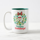 Happy Holidays | Peppermint Candy Wreath Zweifarbige Tasse (Links)