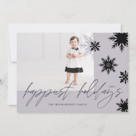 Happy Holidays Periwinkle Black Snowflakes Familie Feiertagskarte