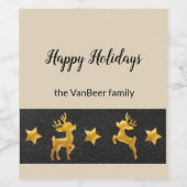 Happy Holidays Personalisiert Gold Rentier Weinetikett (Einzelnes Label)