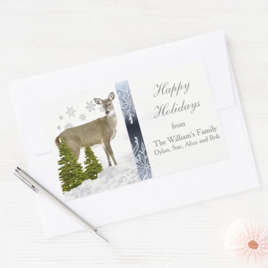 Happy Holidays Personalisiert Grußaufkleber Rechteckiger Aufkleber (Umschlag)