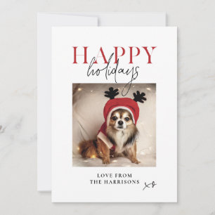 Happy Holidays Personalisiert Hunde Foto Family Feiertagskarte