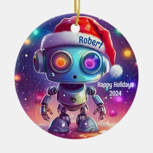 Happy Holidays Personalisiert Robot Ornament (Vorne)