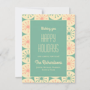 Happy Holidays Personalisiert Vintag Retro Mid Mod Feiertagskarte