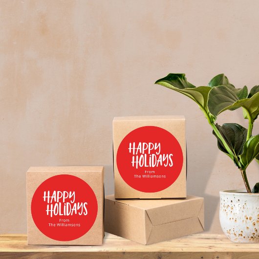 Happy Holidays | Personalisierte Weihnachten Runder Aufkleber