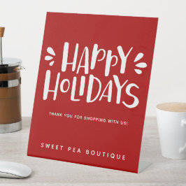 Happy Holidays - Personalisierte Weihnachten Sockelschild