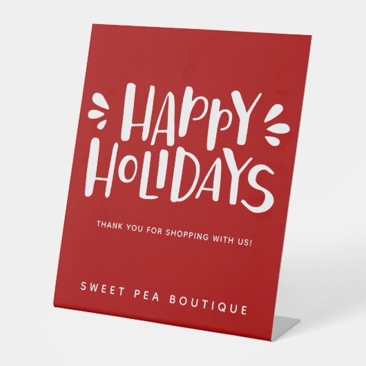 Happy Holidays - Personalisierte Weihnachten Sockelschild (Vorderseite)