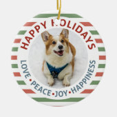Happy Holidays Pet Foto Keramik Ornament (Vorne)