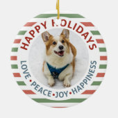 Happy Holidays Pet Foto Keramik Ornament (Hinten)