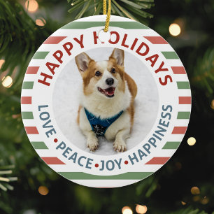 Happy Holidays Pet Foto Keramik Ornament