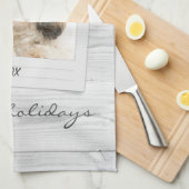 Happy Holidays Pet Foto Rahmen Personalisiert Geschirrtuch (Viertel Falte)